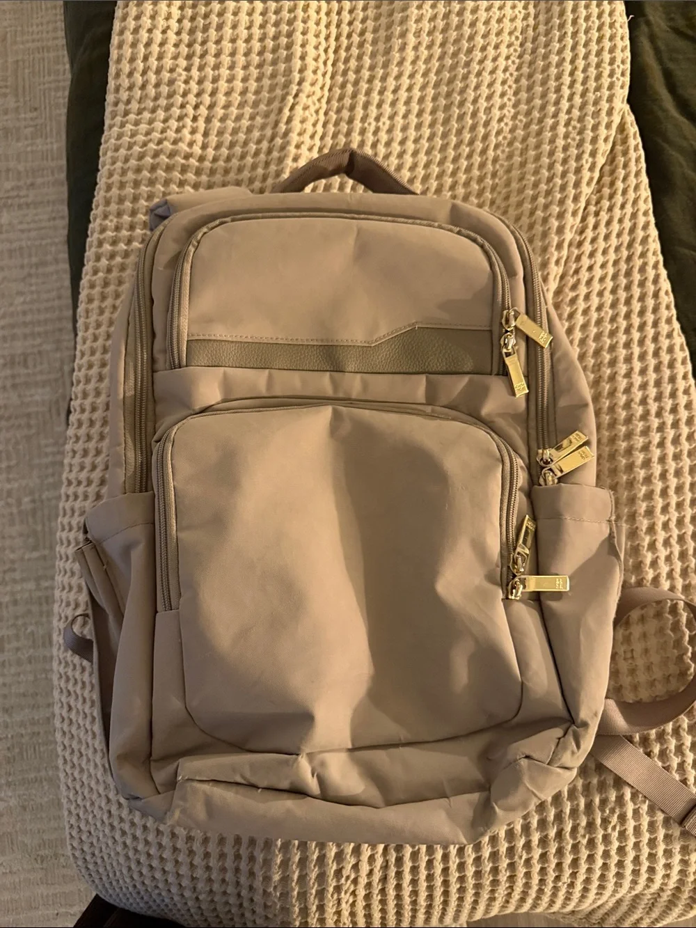Open Story Commuter Backpack in Taupe with Gold Hardware - Unbranded